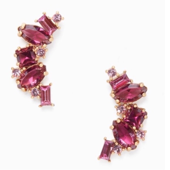 Kate Spade Red & Purple Crystal Cluster Earrings | Holiday Party Ready - Picture 2 of 5